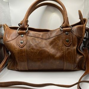 Frye Melissa used one large compartment with small zip pouch. Cross body strap